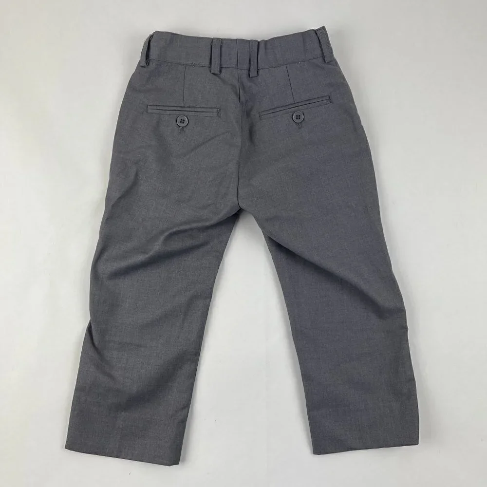 Dress Pants Boys Gray Flat Front Hook And Loops Pockets
